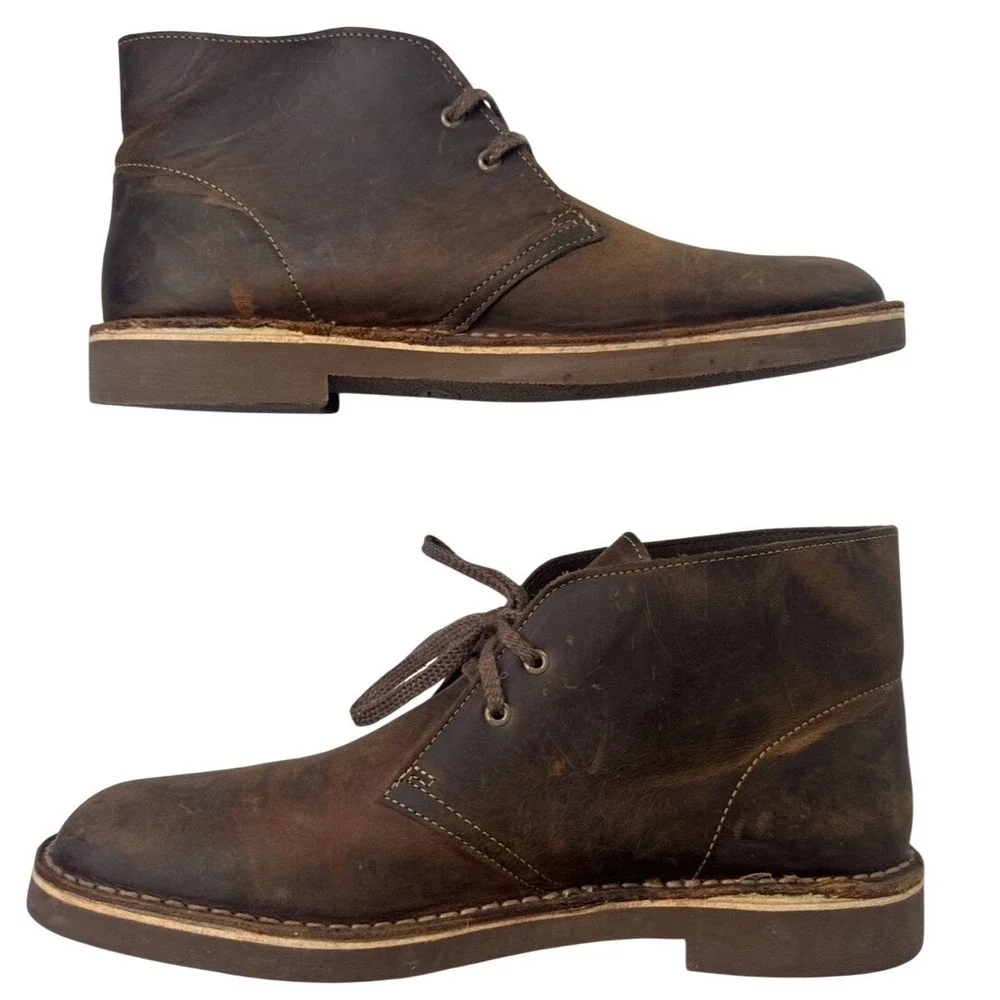 Clarks Bushacre 2 Mens Beeswax Brown Leather Chukka Desert Boots Size 9 26082286